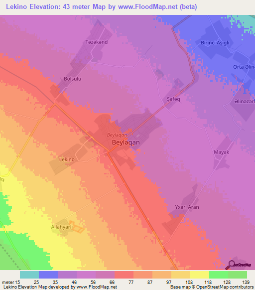 Lekino,Azerbaijan Elevation Map