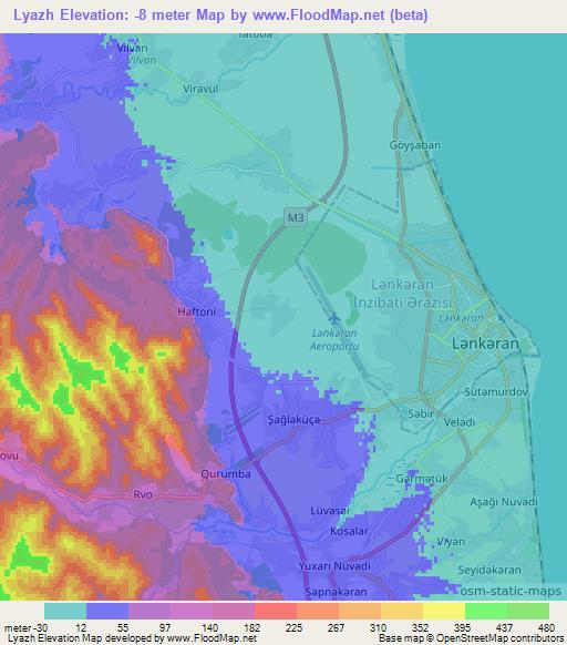 Lyazh,Azerbaijan Elevation Map