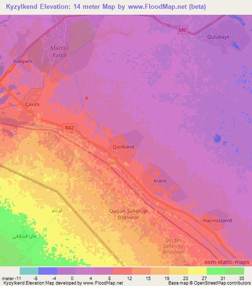 Kyzylkend,Azerbaijan Elevation Map