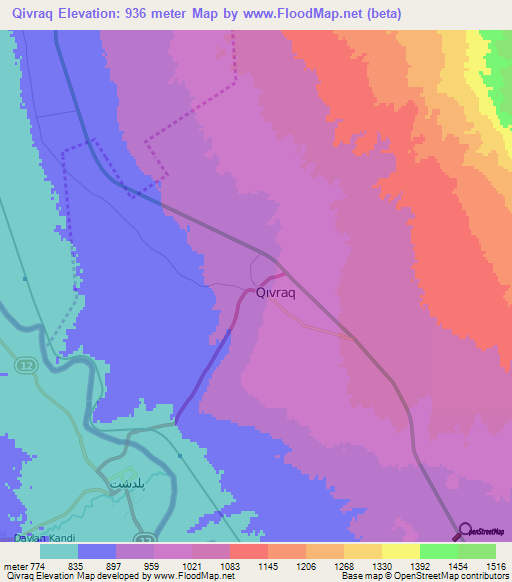 Qivraq,Azerbaijan Elevation Map