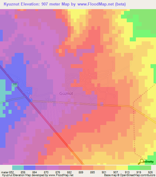 Kyuznut,Azerbaijan Elevation Map
