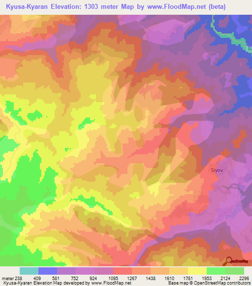 Kyusa-Kyaran,Azerbaijan Elevation Map