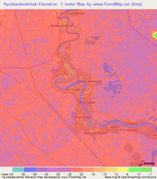 Kyurkarabudzhak,Azerbaijan Elevation Map