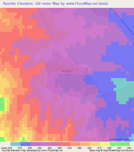 Kyurtlar,Azerbaijan Elevation Map