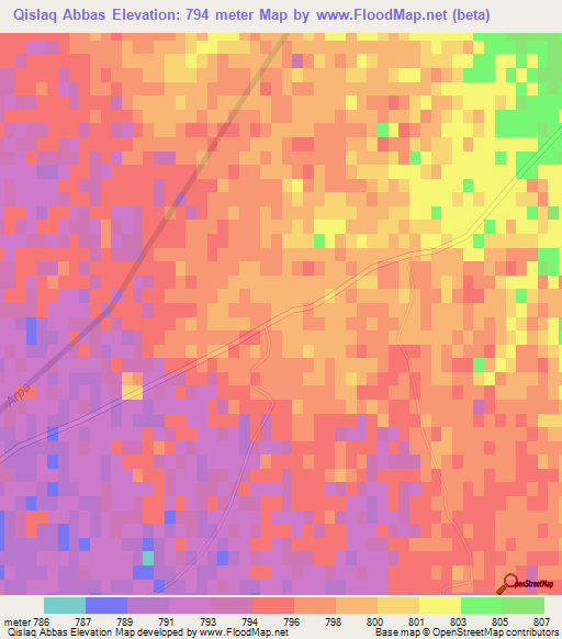 Qislaq Abbas,Azerbaijan Elevation Map