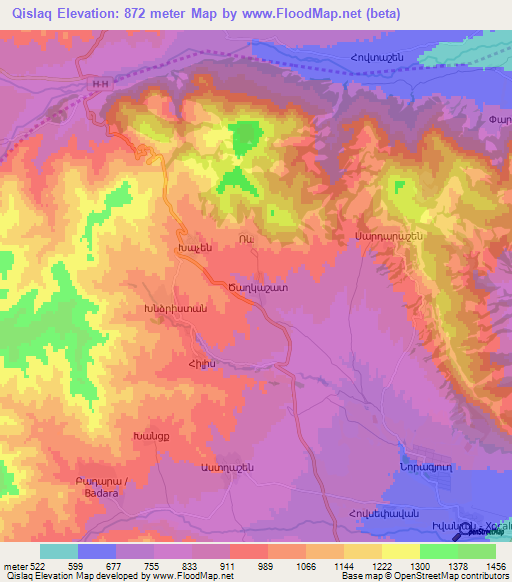 Qislaq,Azerbaijan Elevation Map