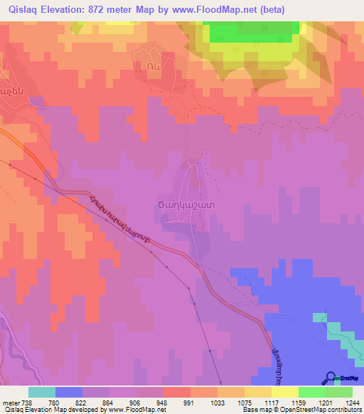 Qislaq,Azerbaijan Elevation Map