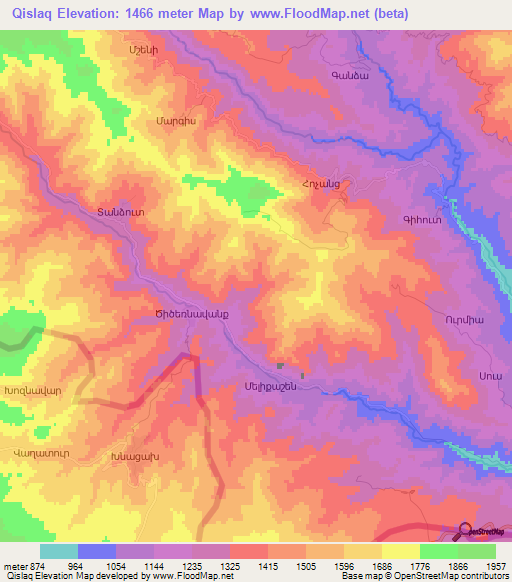 Qislaq,Azerbaijan Elevation Map