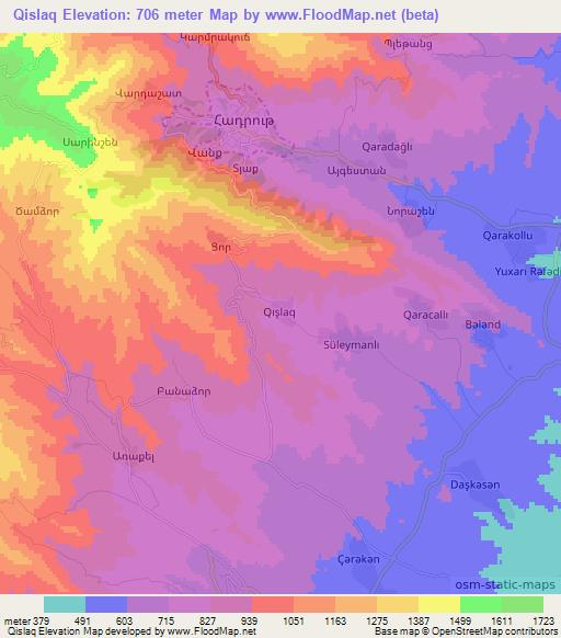 Qislaq,Azerbaijan Elevation Map