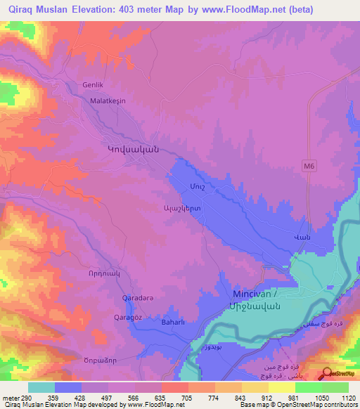 Qiraq Muslan,Azerbaijan Elevation Map