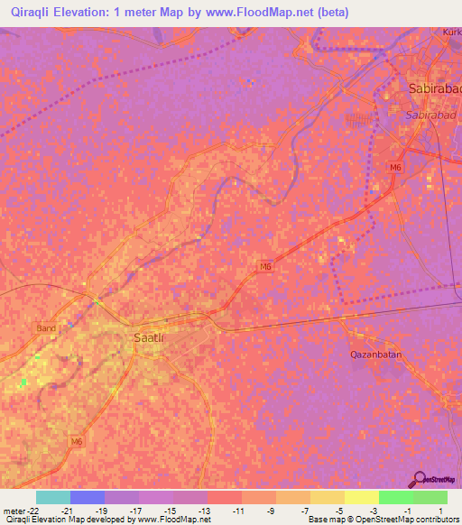 Qiraqli,Azerbaijan Elevation Map
