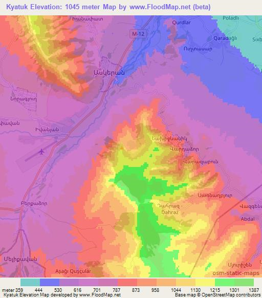 Kyatuk,Azerbaijan Elevation Map