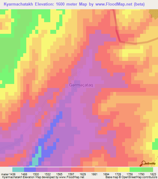 Kyarmachatakh,Azerbaijan Elevation Map