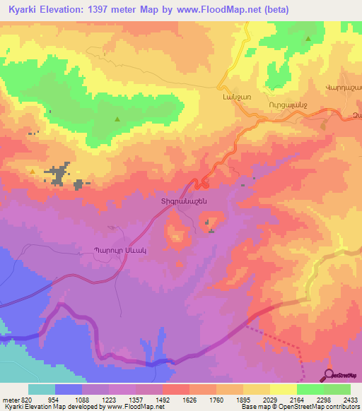 Kyarki,Azerbaijan Elevation Map
