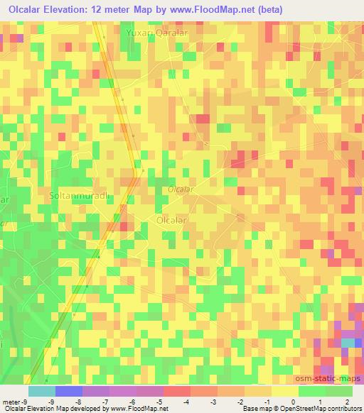 Olcalar,Azerbaijan Elevation Map