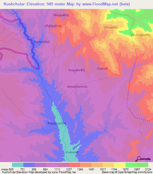 Kushchular,Azerbaijan Elevation Map
