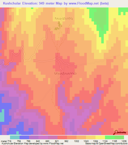 Kushchular,Azerbaijan Elevation Map