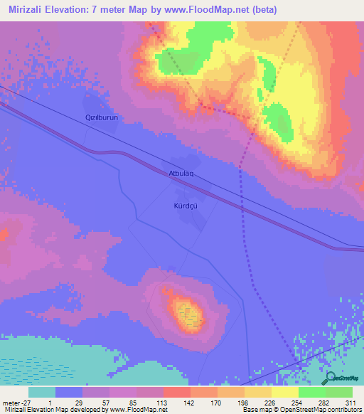 Mirizali,Azerbaijan Elevation Map