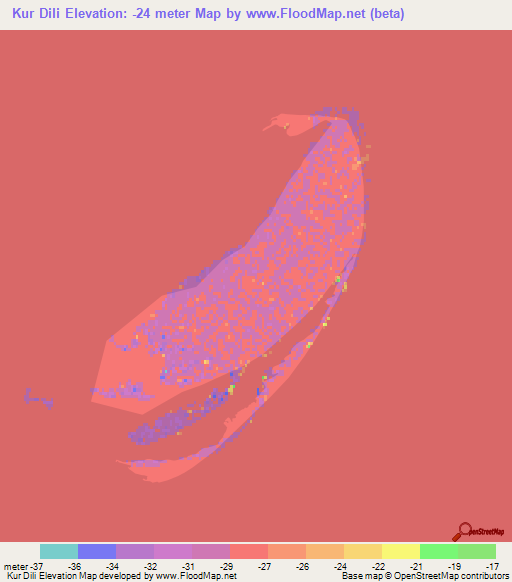Kur Dili,Azerbaijan Elevation Map