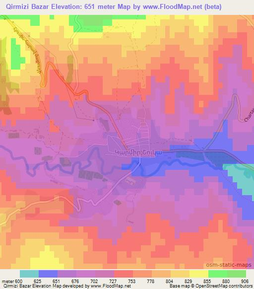 Qirmizi Bazar,Azerbaijan Elevation Map