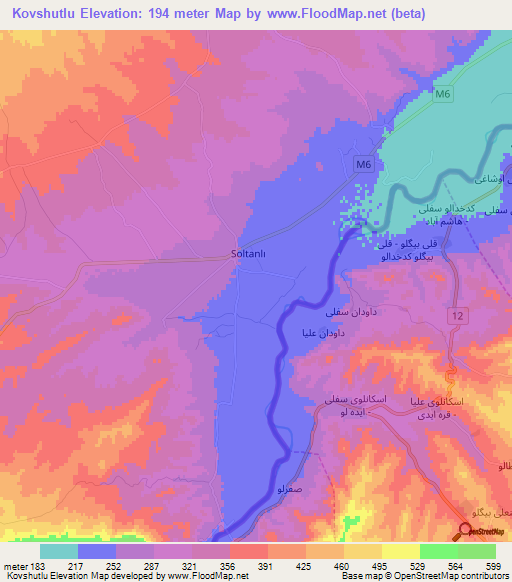 Kovshutlu,Azerbaijan Elevation Map