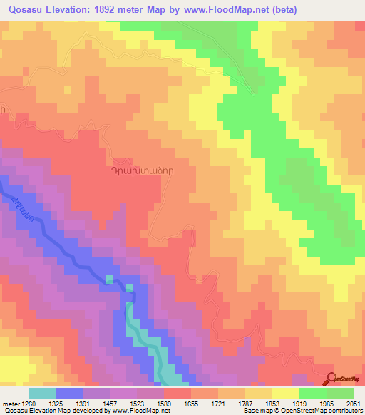 Qosasu,Azerbaijan Elevation Map