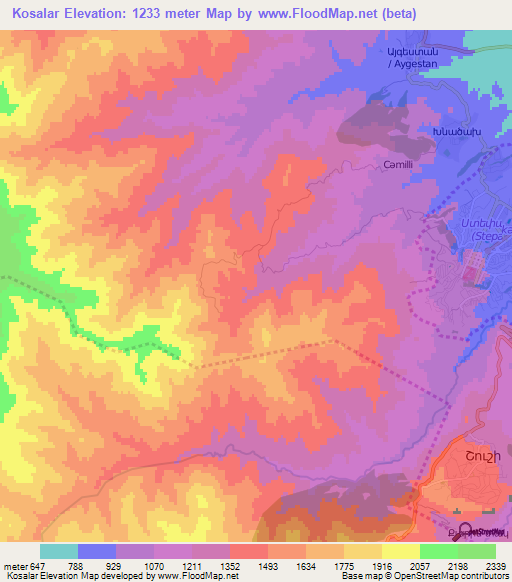 Kosalar,Azerbaijan Elevation Map
