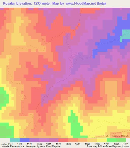 Kosalar,Azerbaijan Elevation Map
