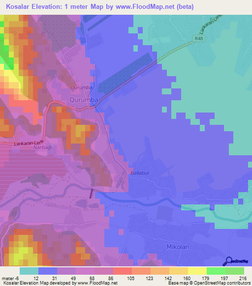 Kosalar,Azerbaijan Elevation Map