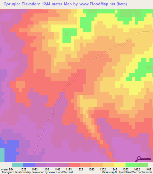 Qoruglar,Azerbaijan Elevation Map