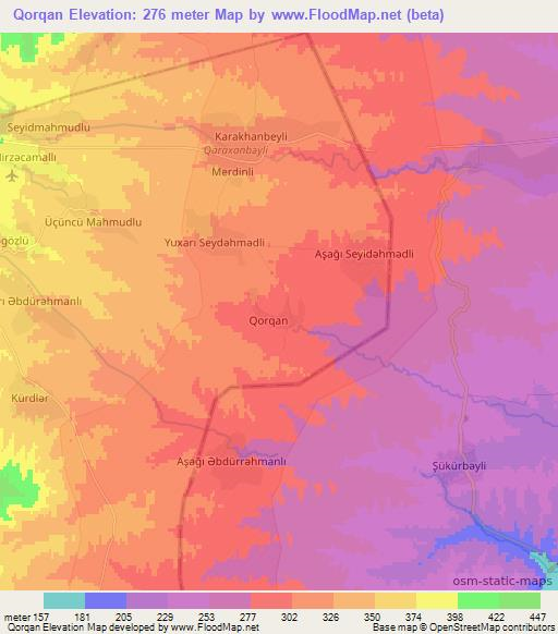 Qorqan,Azerbaijan Elevation Map