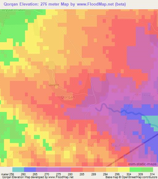 Qorqan,Azerbaijan Elevation Map