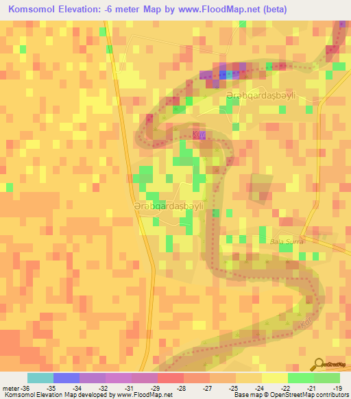Komsomol,Azerbaijan Elevation Map