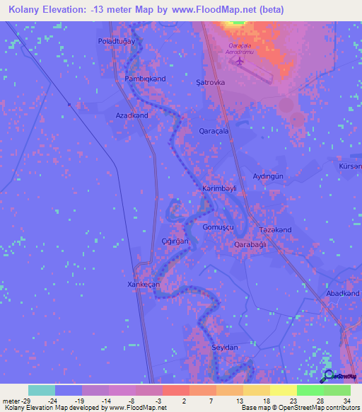 Kolany,Azerbaijan Elevation Map