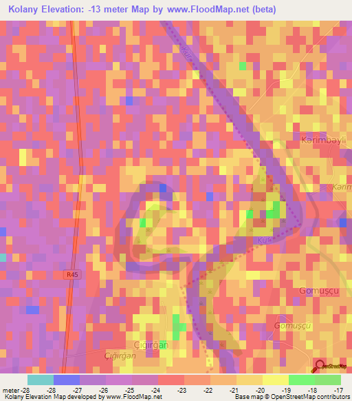 Kolany,Azerbaijan Elevation Map