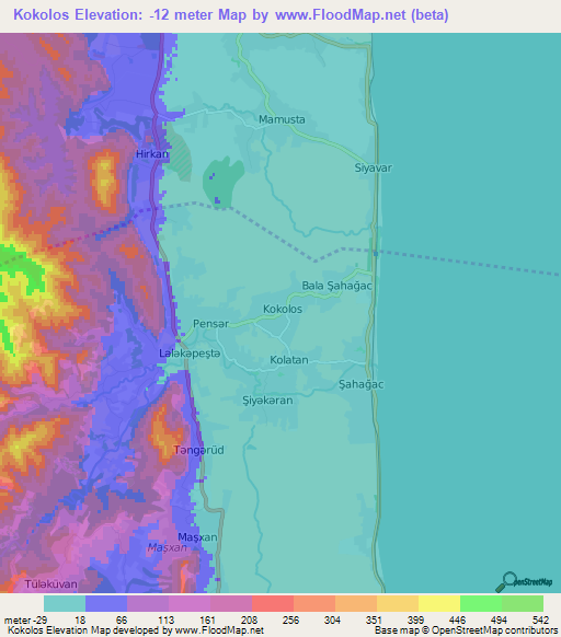 Kokolos,Azerbaijan Elevation Map