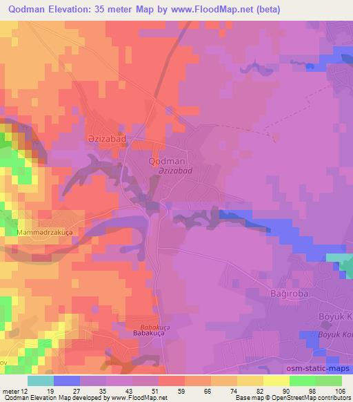 Qodman,Azerbaijan Elevation Map