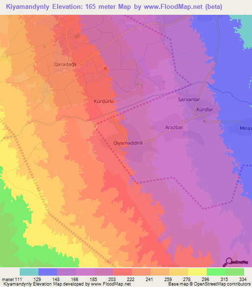 Kiyamandynly,Azerbaijan Elevation Map
