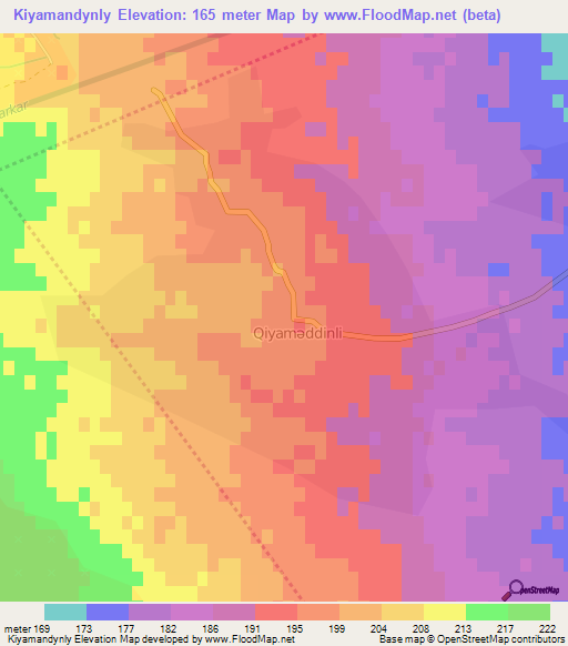 Kiyamandynly,Azerbaijan Elevation Map