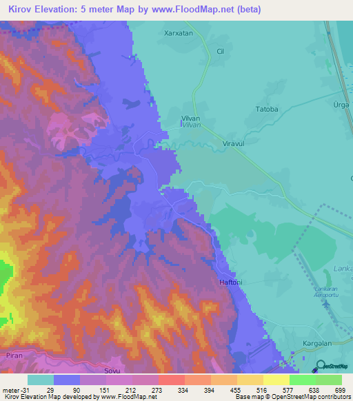 Kirov,Azerbaijan Elevation Map