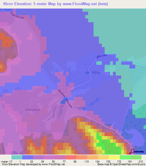 Kirov,Azerbaijan Elevation Map