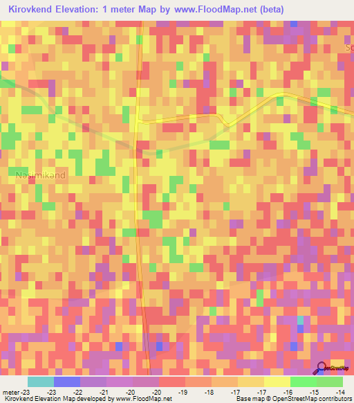 Kirovkend,Azerbaijan Elevation Map
