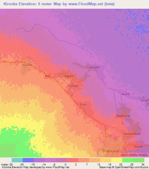 Kirovka,Azerbaijan Elevation Map