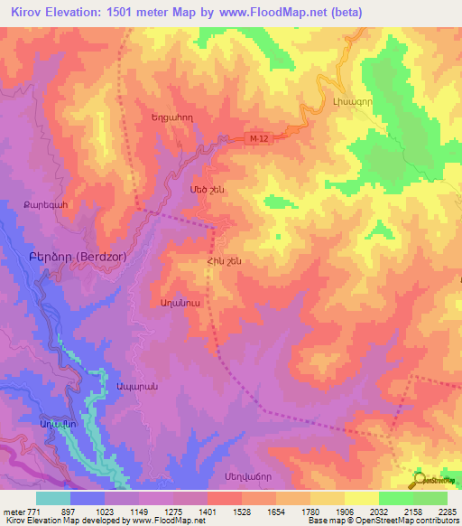 Kirov,Azerbaijan Elevation Map
