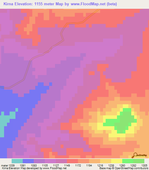 Kirna,Azerbaijan Elevation Map