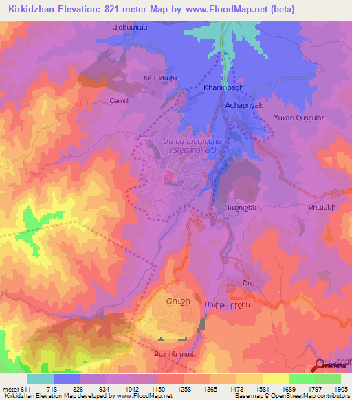 Kirkidzhan,Azerbaijan Elevation Map
