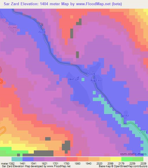 Sar Zard,Iran Elevation Map