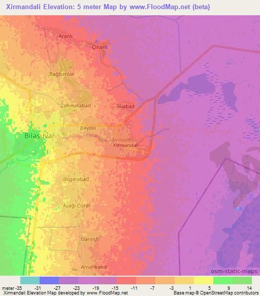 Xirmandali,Azerbaijan Elevation Map