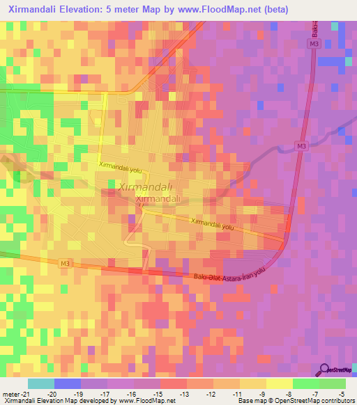 Xirmandali,Azerbaijan Elevation Map