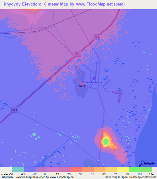 Khydyrly,Azerbaijan Elevation Map